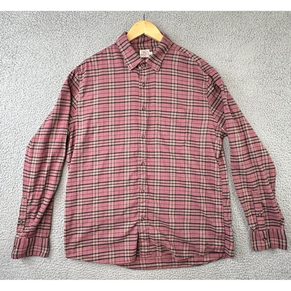 Faherty Shirt Mens XL Pink Mauve Plaid Featherweight Flannel The Movement L/S - Picture 2 of 11